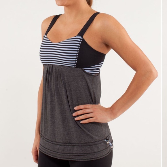 lululemon athletica Tops - Lululemon Run: Back On Track Tank
Black / Classic Stripe Polar Haze Black